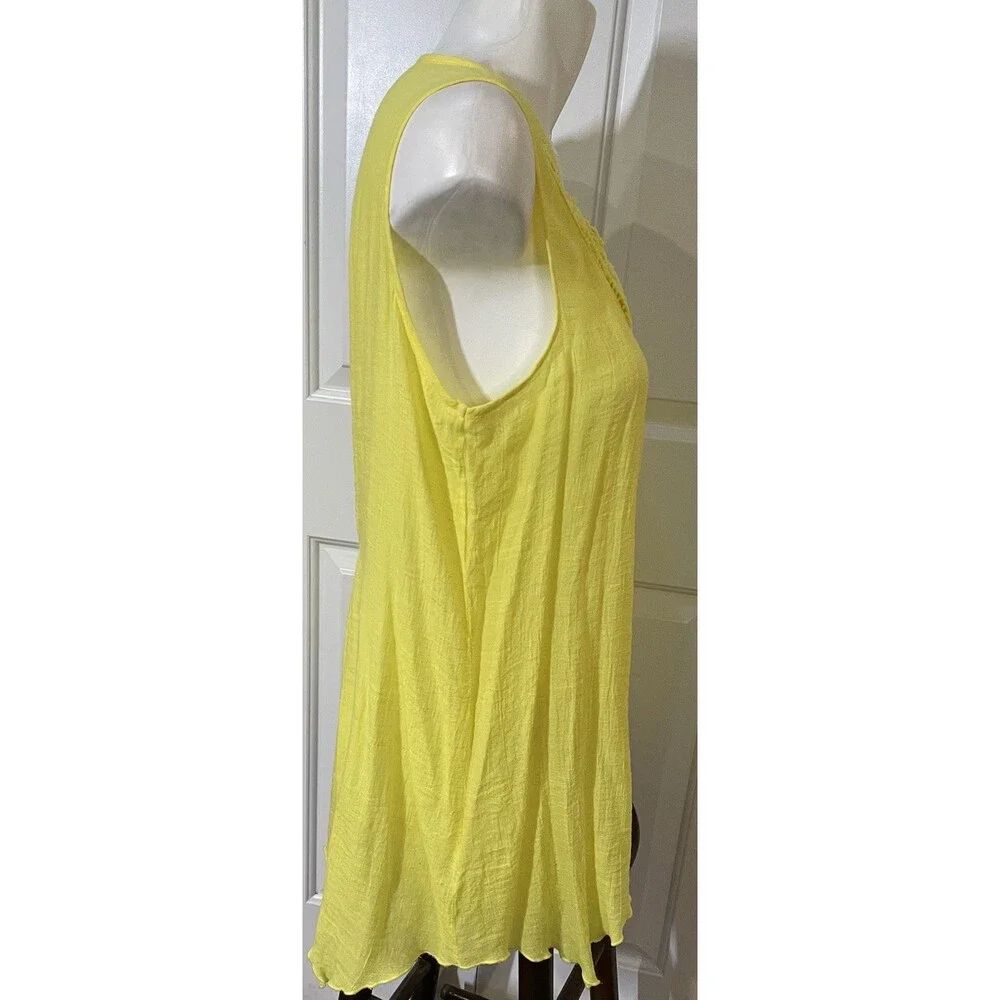 Spense Tank Dress Womens Size Large Yellow Lace Neckline Flowy Sleeveless Tank - Picture 6 of 9